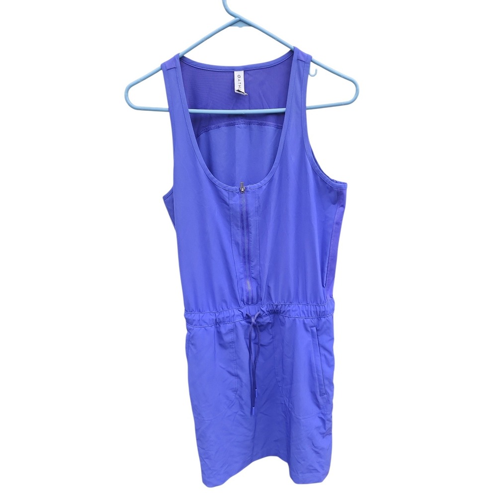 Athleta Purple Sleeveles Half Zip Drawstring Waist Active Dress Mesh Back Pocket